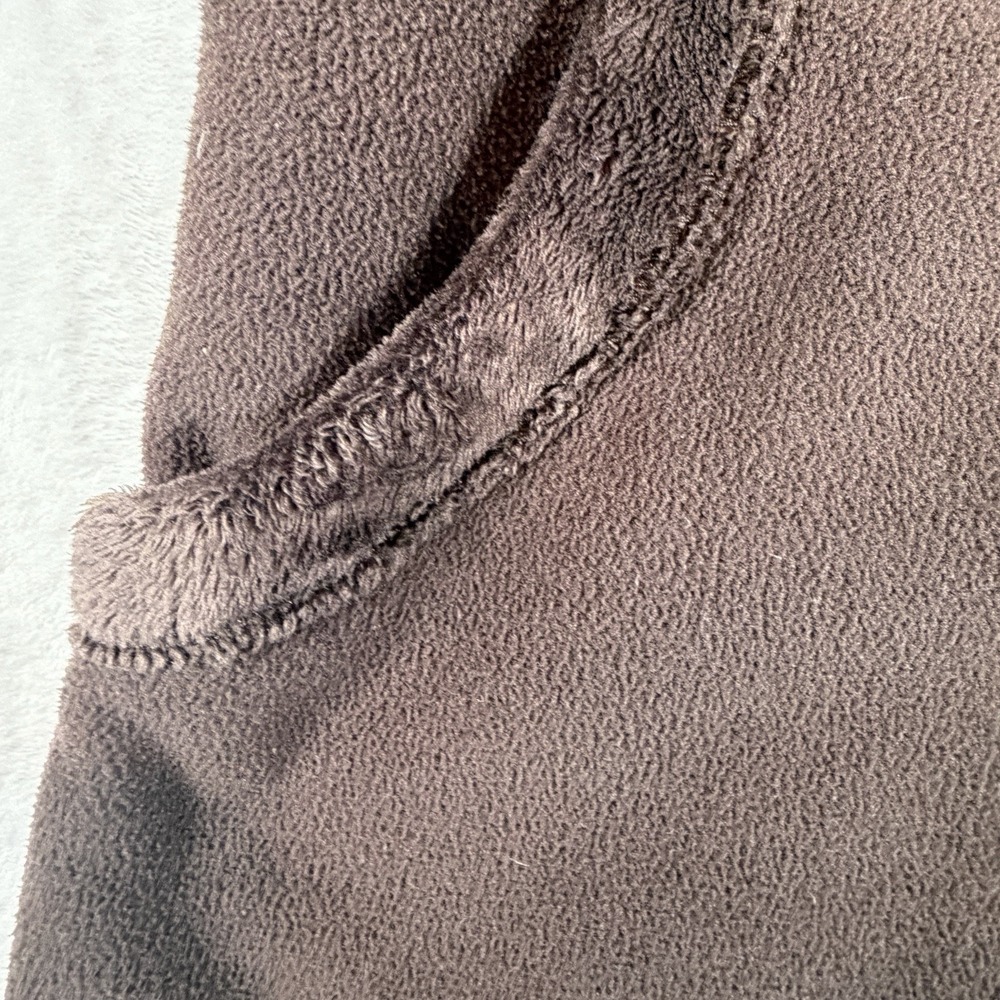Lands End Jacket Women's Sz‎ M Brown Hooded Zippered Long Fleece - Picture 3 of 7